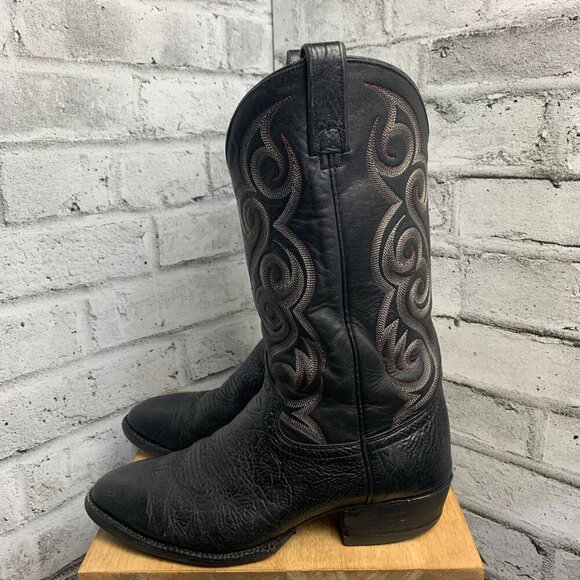 Vintage 90s WM. Moorby Black Leather Western Cowboy Boots - Picture 2 of 15